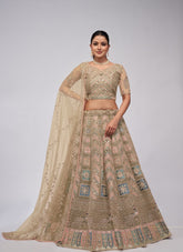 Beige Colour Embroidered Party Wear Lehenga Choli